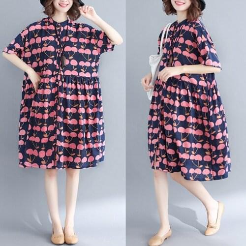 2019 New Brand Maternity Dress Woman Cute Cherry Print Large Size Dress Pregnant Woman Large Clothing MD-00473