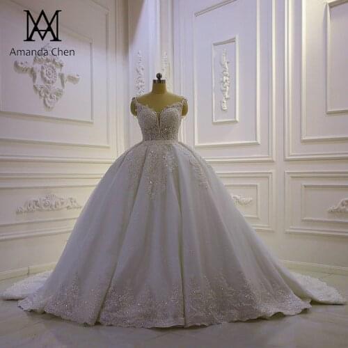 Robe ceremonie femme Spaghetti Strap Lace Applique Wedding Dress