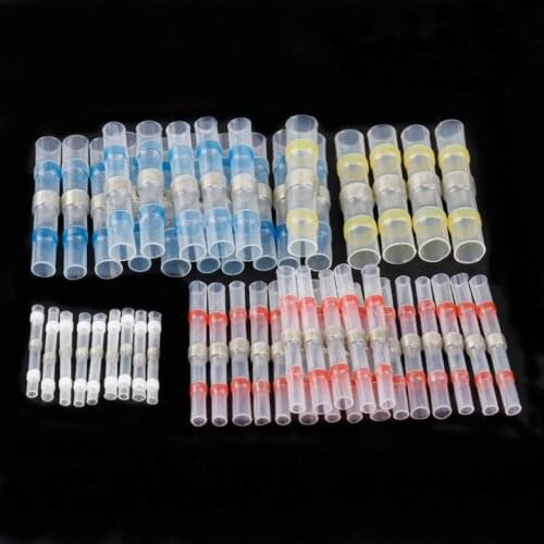 10/50/100PCS Waterproof Electrical Wire Connectors Insulated Heat Shrink Solder Sleeve Splice Terminals Seal Butt Connectors Kit