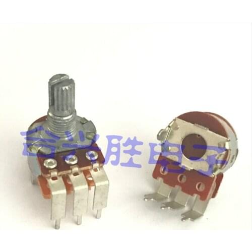 16 type rotary potentiometer mono A10K curved foot audio amplifier volume potentiometer 3 foot shaft length 15mm