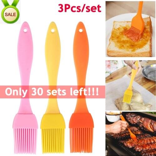3Pcs Silicone Basting Brush Barbecue Kitchen Baking Heat Resistant Dishwasher Brush Set for Cooking BBQ Cakes Spread Butter Oil