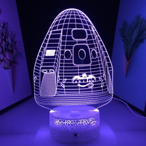 Aircraft Series 3D Lamp Spaceship White Cracked Base Visual IllusionHome Decor for Couple Childrens Festival Birthday Gifts