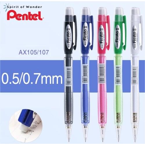 6pcs Japan Pentel Mechanical Pencil AX105 / AX107 Color With Eraser Mechanical Pencil Student Supplies 0.5 / 0.7mm