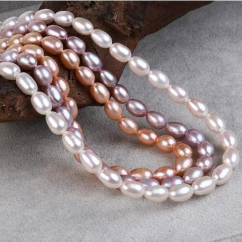 7*10MM 38Pcs/1Strand Rice Shape 100% AAA Natural Freshwater Pearl Strand Bead Earring Charms Jewelry Loose Beads