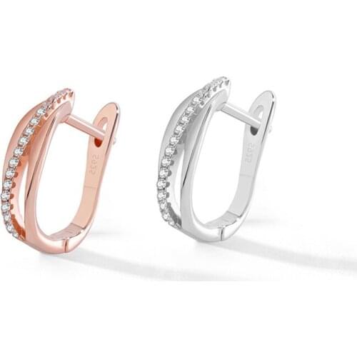 925 Sterling Silver Pin Fashion Personality Micro Inlay Row Drill Simple Ear Buckle Fashion Short Design Multi Layer Earrings