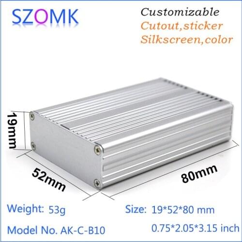 1 pc, 19*52*80mm small electronics aluminum enclosure case anodized instrument box szomk diy electronics enclosure pcb box