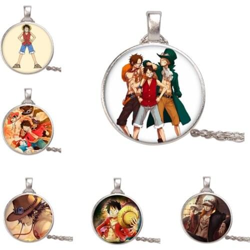 Anime One Piece Cosplay Luffy Zoro Robin Time Gem Pendant Necklace for Men Women Halloween Jewelry Theme Party Souvenir Gift