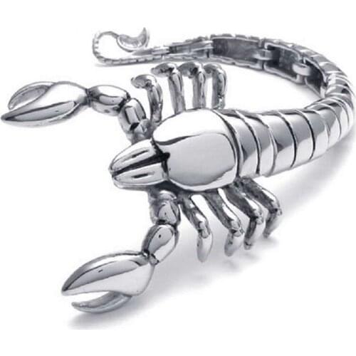 Biker Fashion Cool Design Fancy Heavy Stainless Steel Scorpion Bracelet Bangle Devised For Mens Jewelry Size 21.6 cm*51 mm