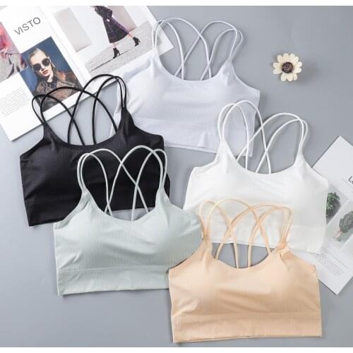 Shockproof Cross Strap Bra Womens Gym Sports Bra Top for Womens Running with Flexed-Up Hem Fitness Workout Yoga Cropped Bra