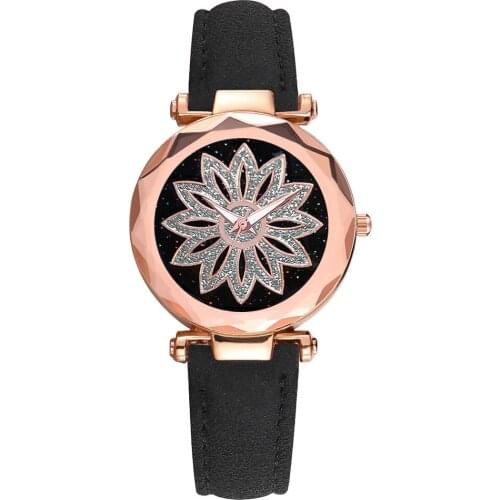 Women Watches Fashion Leather Strap Ladies Quartz Wristwatch Fashion Irregular Flowers Watch Gifts Clock Relogio Feminino 533