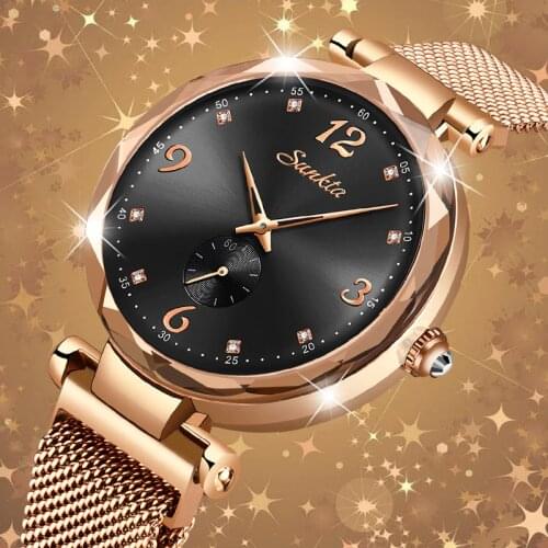 Montre Femme 2019SUNKTA Ladies Watch Women Quartz Watches Mesh Magnet Womens Bracelet Watches Female Clock Relogio Feminino+Box