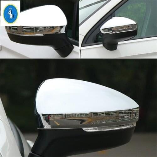 Yimaautotrims ABS Chrome / Carbon Fiber Look Rearview Mirror Case Mirror Cover Trim Fit For Volkswagen VW Tiguan 2016 - 2020