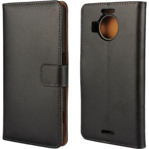 1PCS Luxury Genuine Leather Book Style Wallet Flip Back Skin Cover Case for Microsoft Lumia 950 XL with ID Card Slot Holder
