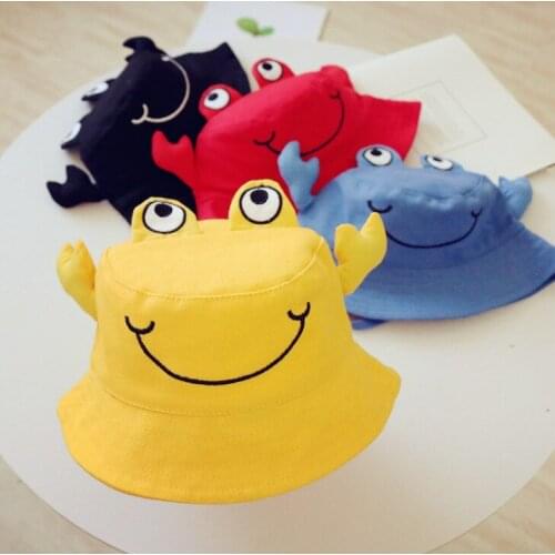 Childrens Fisherman Hats 1-4 Year Old Boys and Girls Hats Spring and Autumn Cute Crab Hat Shade Sun Hat Cosplay Hat 2021
