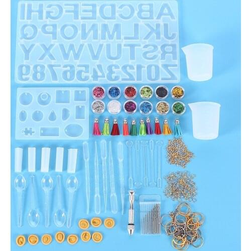 Diy Alphanumeric Crystal Drop Pendant Mirror Silicone Mold Epoxy Key Pendant Tool Kit for Jewelry Making DIY Tool for Wholesale