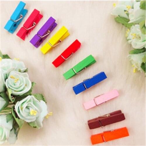 DL 3.5cm color wood Mini photo clip photo wooden clip wholesale D27-25 Stationery for office supplies students