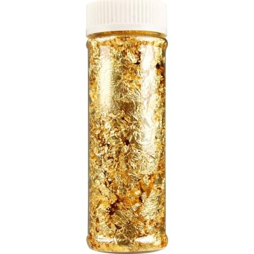 Filbake 1PCS Gold Leaf Schabin Flakes 2g 24K Gold Edible Grade Genuine Dishes for Chef Art Cake Decorating Tools Chocolates