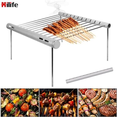 Pocket Portable Stainless Steel BBQ Grill Outdoor Camping Picnic Tool Non-stick Folding Barbecue Grill