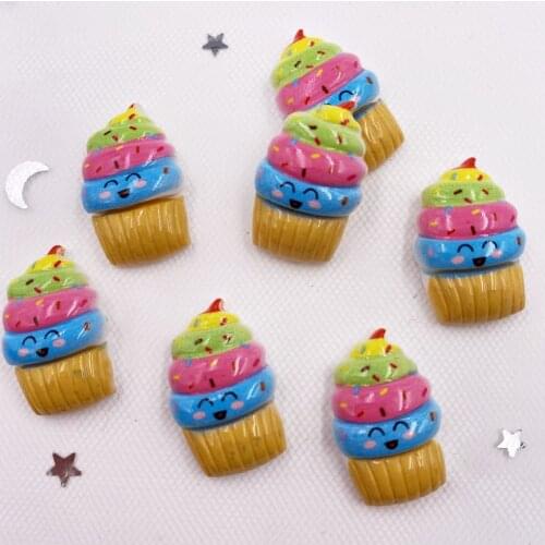 Hand Painted Resin Kawaii Colorful Star Cupcake Flatback Cabochon Stone 20 PCS Scrapbook DIY Decor Home Figurine Crafts