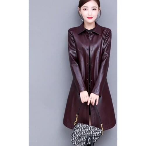 Spring And Autumn New Women Natural Leather Jackets Female Mid-length Korean Slim Casual Sheepskin Coats Windbreaker Outerwear