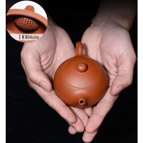 Mini Yixing Purple Clay Teapot Red Clay Pot Handmade 120ml Capacity 188 Hole Master Xishi Kungfu Tea Puer Oolong Drinkware Gifts