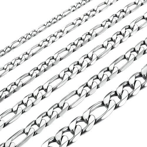 Fashion 316L Stainless Steel Chain High Quality Silver Color Figaro Necklace Chain Men and Women Jewelry Christmas Gift