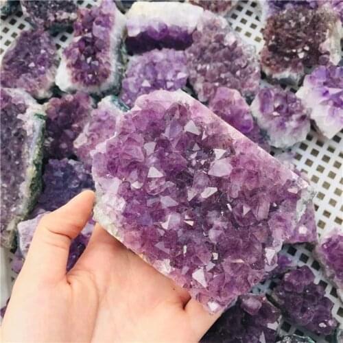 MOKAGY 1pc 150g-190g Crystal Decorative Geode Irregular Natural Amethyst Stones Cluster Quartz Home Decor