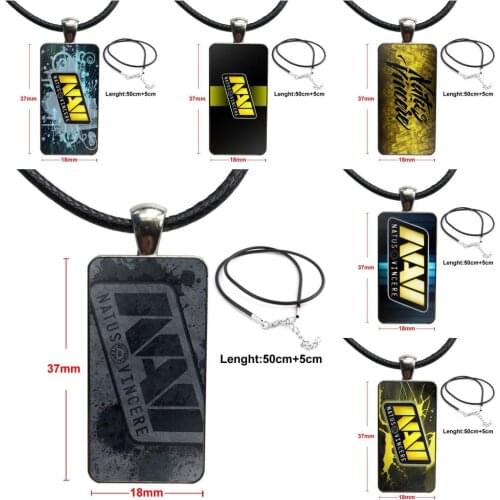 Navi Natus Vincere Win Dota 2 Logo Design Fashion Vintage Glass Women Rectangle Necklace Pendants For Men Women