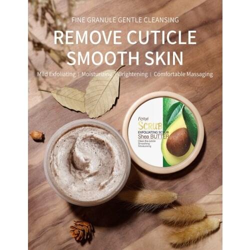 2021 New 100Ml Shea Butter Scrub Exfoliating Gel Brightening Avocado Whitening Deep Cleansing Body Scrub Cleans Pores Skin Care