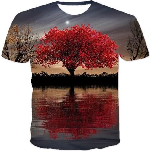 2021 New 3D Printing Plant Flowers And Grass Trees Unisex Short-Sleeved Personalized Round Neck Pullover XXS-6XL Wholesale