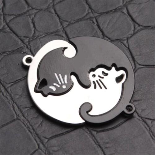 5 sets wholesale 35*29mm black white cats charm pendants DIY jewelry making necklaces earrings findings di224