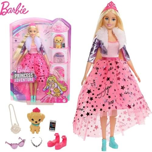 Original Barbie Girls Doll Shiny Princess Adventure Barbie Dolls Pets Toy Accessories Kisd Toys for Girls Fashion Children Dolls