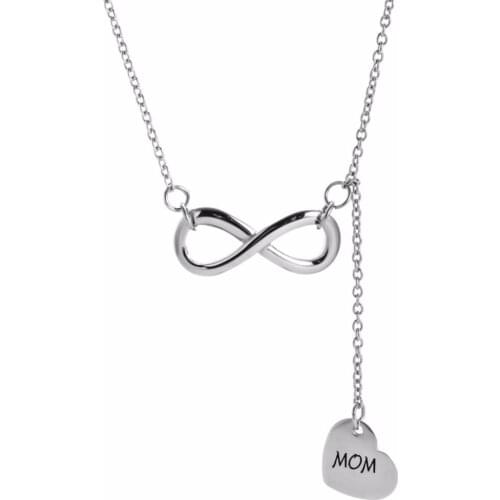 Stainless Steel Layer Infinity Love with Heart Pendant Necklace Grandma Mom Mothers Day Birthday Gift for Her