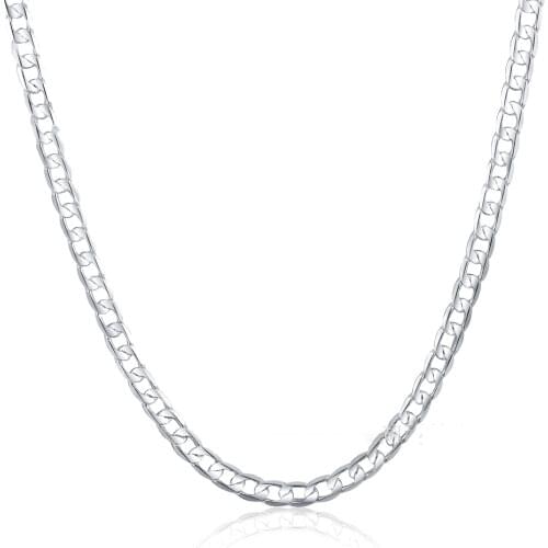 925 Sterling Silver 6mm Side Chain Necklace For Woman Man Fashion Charm Wedding Engagement Jewelry Gift 16-24Inch