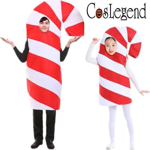 Adult and Child Christmas Candy Cane Cosplay Costume Halloween Christmas and New Year Family Party Costume