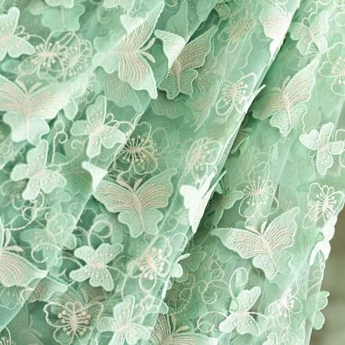Butterfly flower mesh embroidery lace fabric Wedding Dress Tulle Skirt Material fabrics for patchwork kumas telas por metros
