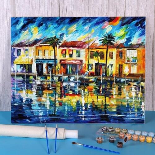 Tropical Night DIY Painting By Numbers Kit Oil Paints 50*70 Oil Painting New Design Crafts For Adults Art