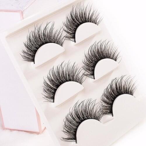The New3D False Eyelashes Three-dimensional Thick and Soft 3 Pairs Eyelashes Novice Naturally Long Curled Fake Eyelashes