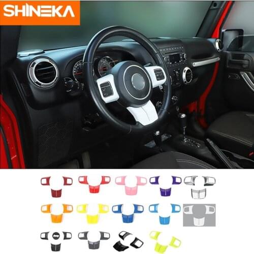 SHINEKA Interior Mouldings For Jeep Grand Cherokee 2011-2013 Steering Wheel Decoration Sticker For Grand Cherokee Accessories
