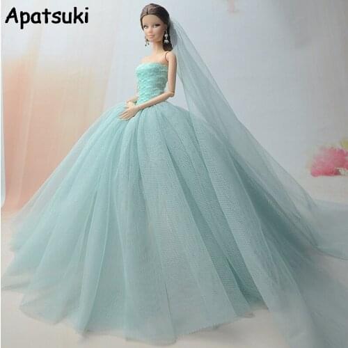 High Quality Doll Dress For Barbie Doll Long Tail Evening Gown Clothes Wedding Dresses +Veil 1:6 Doll Accessories