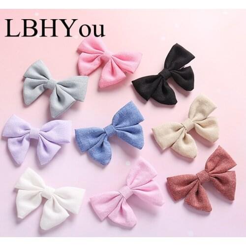 Cotton Linen Knot Bows Hair Clips,Handmade Soild Bowknot Hairpins For Girls Hair Wear,Kids Cloth Hair Accessories Drop Shipping
