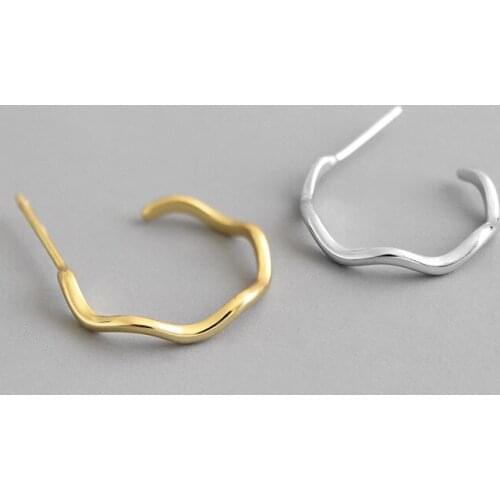 Real 925 sterling silver curved stud earrings for women pendientes mujer, minimalist silver earings fashion brincos jewelry