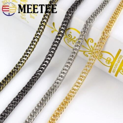 Meetee 1meter 7mm Metal Chains Purse Chain Buckles Shoulder Bags Straps Replace Handbag Handles Hardware Parts DIY Accessories