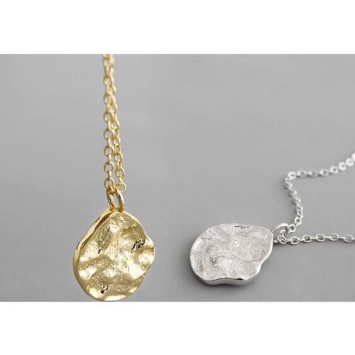 1pc 100% Authentic 925 Sterling silver Gold /White Irregular Rock Texture Lines Necklace Fine jEWELRY TLX667