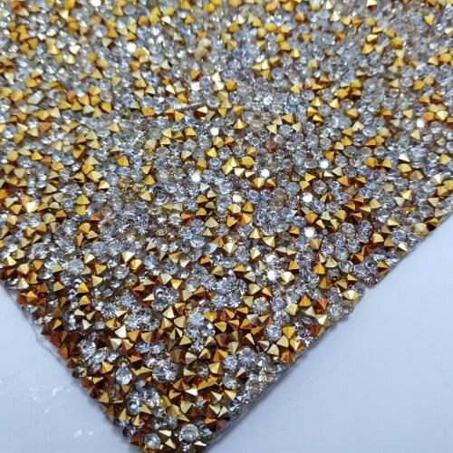 1PC SIZE 20X24CM SILVER AND YELLOW GOLD Diamond Glitter Leather 2S23D