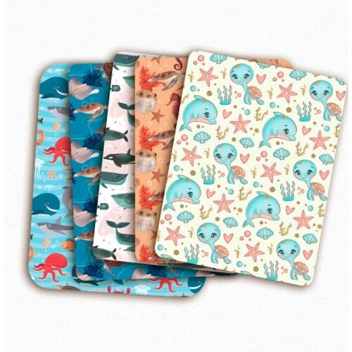 Polyester Cotton Fabric Whale Sea Turtle Printed Cloth Sheet Sewing Fabrics Clothes Making DIY Masks Supplies 45*145 cm 1pc