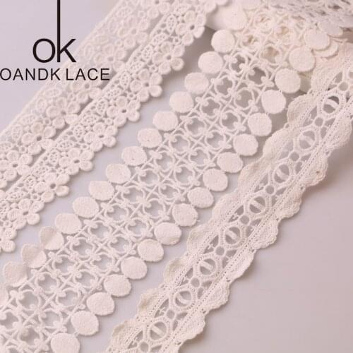 1Yard White Lace Fabric 6.5cm Width Cotton Embroidered Sewing Ribbon Lace Trim Dress DIY Lace Garment Curtains Accessories