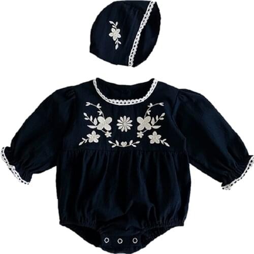 2021 Infant Baby Girl Clothes Autumn New Embroidery Long Sleeve Rompers Playsuits for Girls Cotton Childrens Clothing