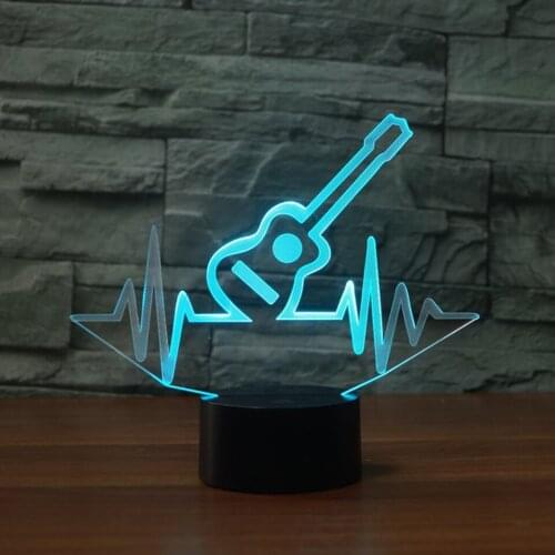 3D LED Creative Night Lamp Guitar Model Colorful 3D Night Lights Kids Bedroom Cool Table Lamp for Christmas Gift