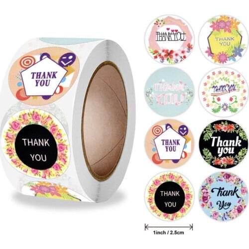 500 Pcs Thank You Stickers Rolls With Flower Stickers Seal For School Classroom Teachers Rewards Kids With Gift Stickers